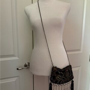 Mary Frances Black Crossbody Bag with Fringe
